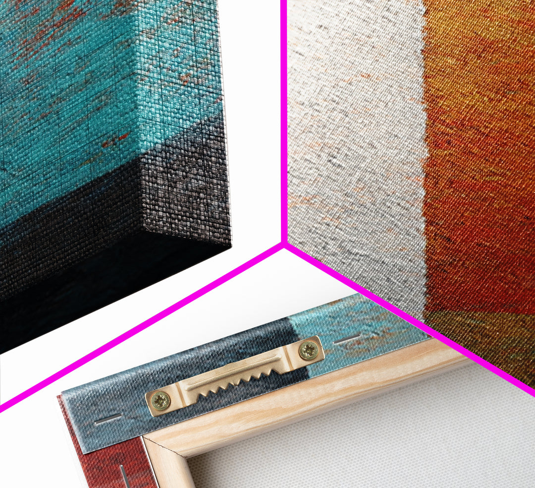 Bright Coral and Turquoise Abstract for Outdoors Canvas Print, Patio Art, Metal Art, Patio Decor, Abstract Art, Outdoor, PAT-1x3-72