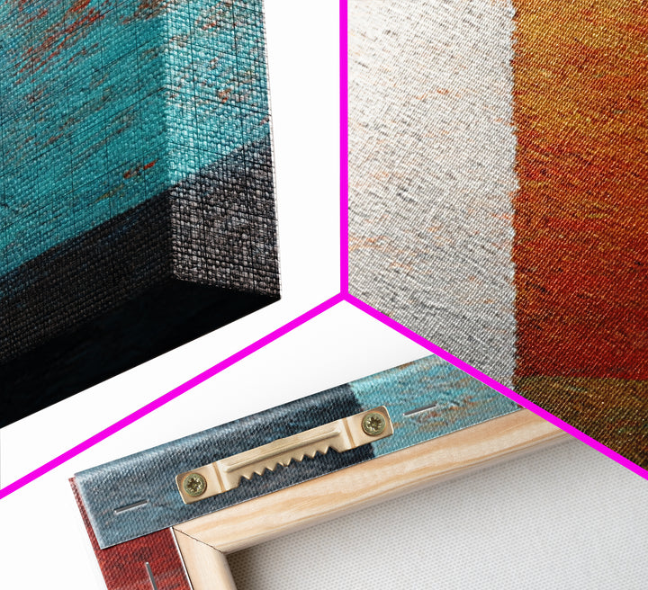 Bright Coral and Turquoise Abstract for Outdoors Canvas Print, Patio Art, Metal Art, Patio Decor, Abstract Art, Outdoor, PAT-1x3-72
