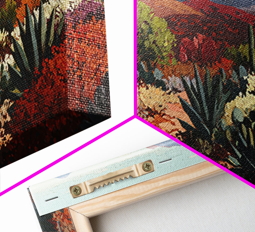 Desert Patio Agave and Bougainvillea Framed Canvas Print, Patio Art, Minimalist Decor, Patio Decor, Fine Art, Outdoor, PAT-2x1-13