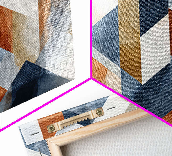 Warm Geometric Tile Pattern Canvas Print, Patio Art, Textured Painting, Patio Decor, Fine Art, Outdoor, Outdoor Wall Art, PAT-2x1-44