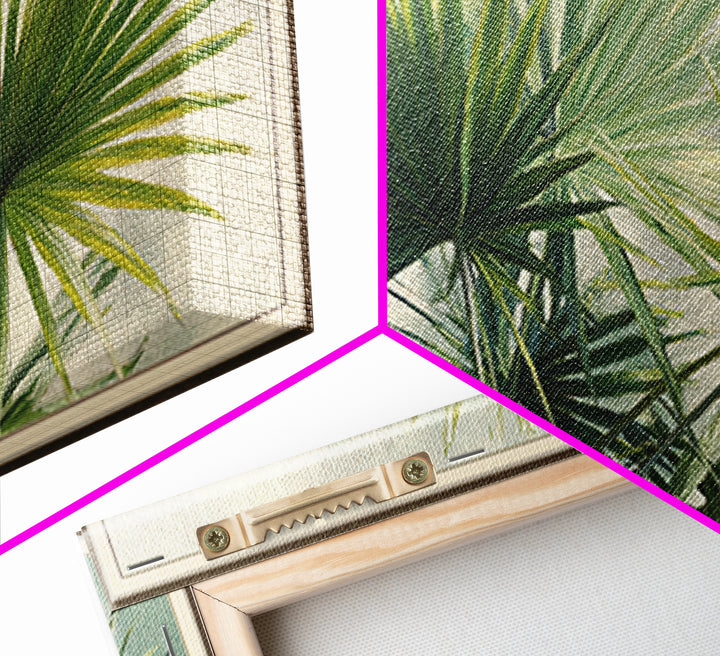 Tropical Palm Fronds Framed Canvas Print, Patio Art, Wall Hanging, Patio Decor, Fine Art, Outdoor, Beach Art, Beach House Decor, PAT-2x1-45