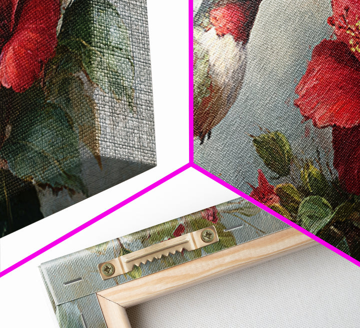 Hummingbird Visiting Bright Hibiscus Canvas Print, Patio Art, Metal Art, Patio Decor, Oil Painting, Outdoor, Patio Cushions, PAT-2x1-47