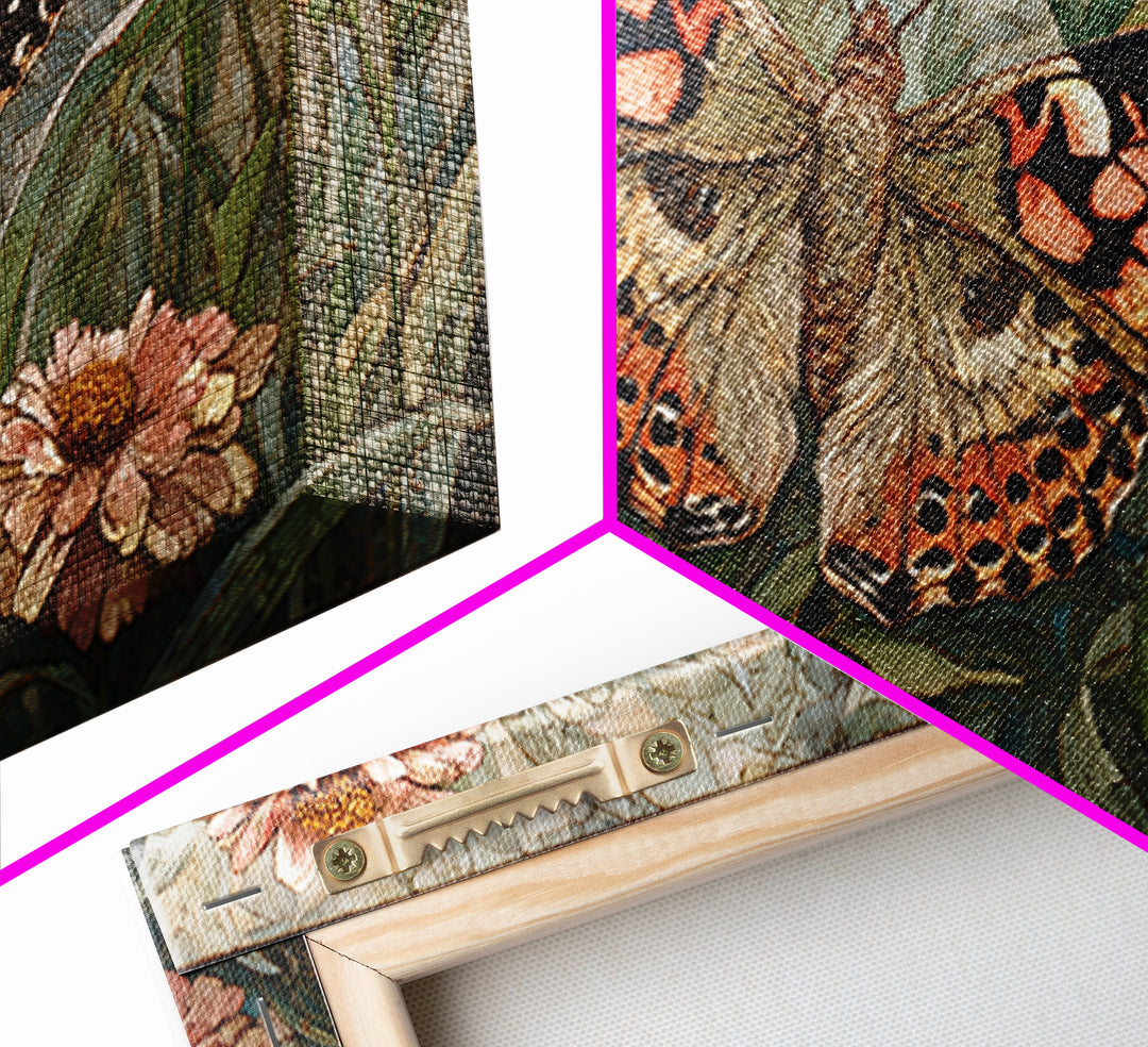 Butterfly Garden with Zinnias and Daisies Framed Canvas Print, Patio Art, Outdoor Wall Art, Patio Decor, Fine Art, Outdoor, PAT-2x1-81