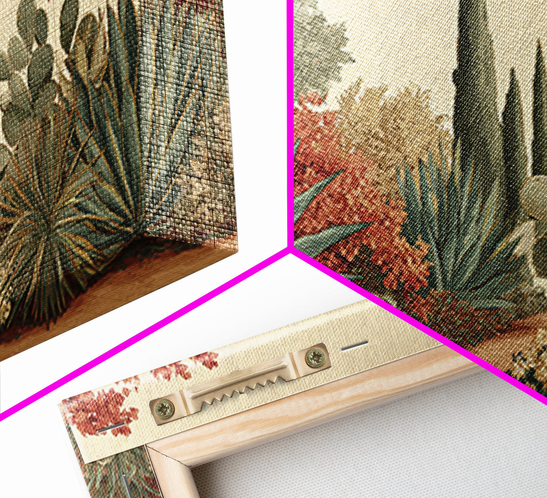 Desert Patio Agave and Bougainvillea Framed Canvas Print, Patio Art, Western Decor, Patio Decor, Fine Art, Outdoor, Floral Art, PAT-2x1-85
