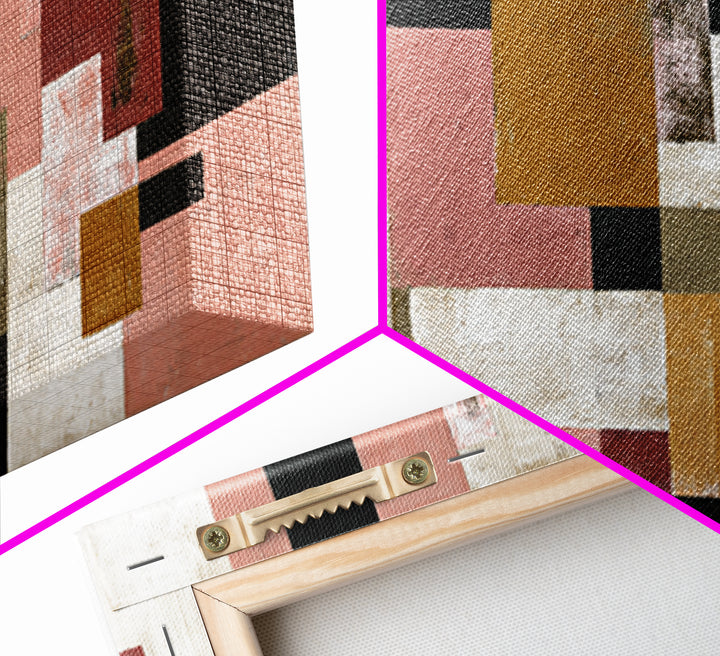 Warm Geometric Tile Pattern Framed Canvas Print, Patio Art, Floral Wall Art, Patio Decor, Abstract Art, Outdoor, PAT-2x1-92