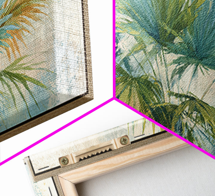 Tropical Palm Fronds Canvas Print, Patio Art, Metal Art, Patio Decor, Outdoor, Patio Cushions, Yard Decor, Mixed Media Art, PAT-2x1-93