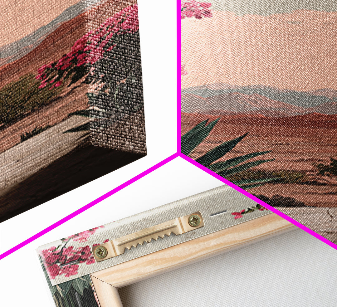 Desert Patio Agave and Bougainvillea Framed Canvas Print, Patio Art, Wall Art, Patio Decor, Oil Painting, Outdoor, PAT-2x3-1