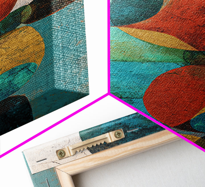 Bright Coral and Turquoise Abstract for Outdoors Framed Canvas Print, Patio Art, Outdoor Art, Patio Decor, Abstract Art, PAT-2x3-44
