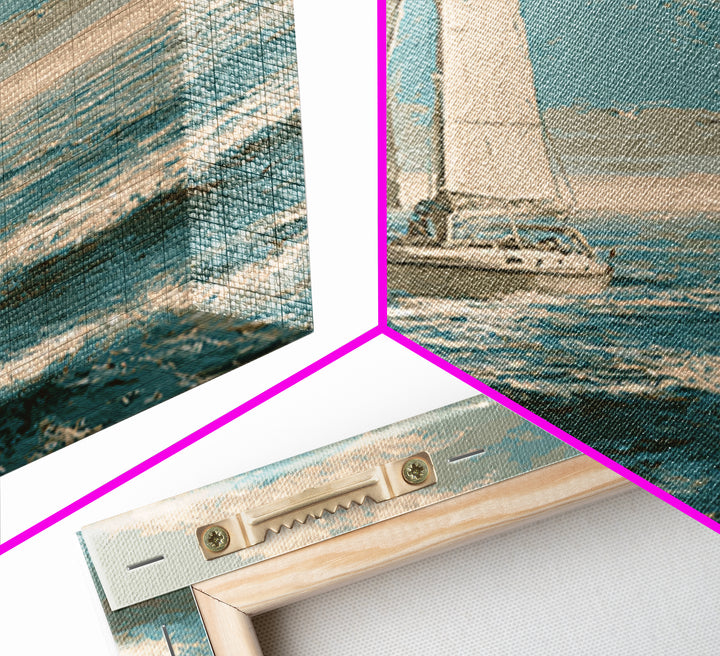 Sailboat on a Breezy Summer Horizon Canvas Print, Patio Art, Wall Hanging, Patio Decor, Oil Painting, Outdoor, Beach Art, PAT-2x3-71