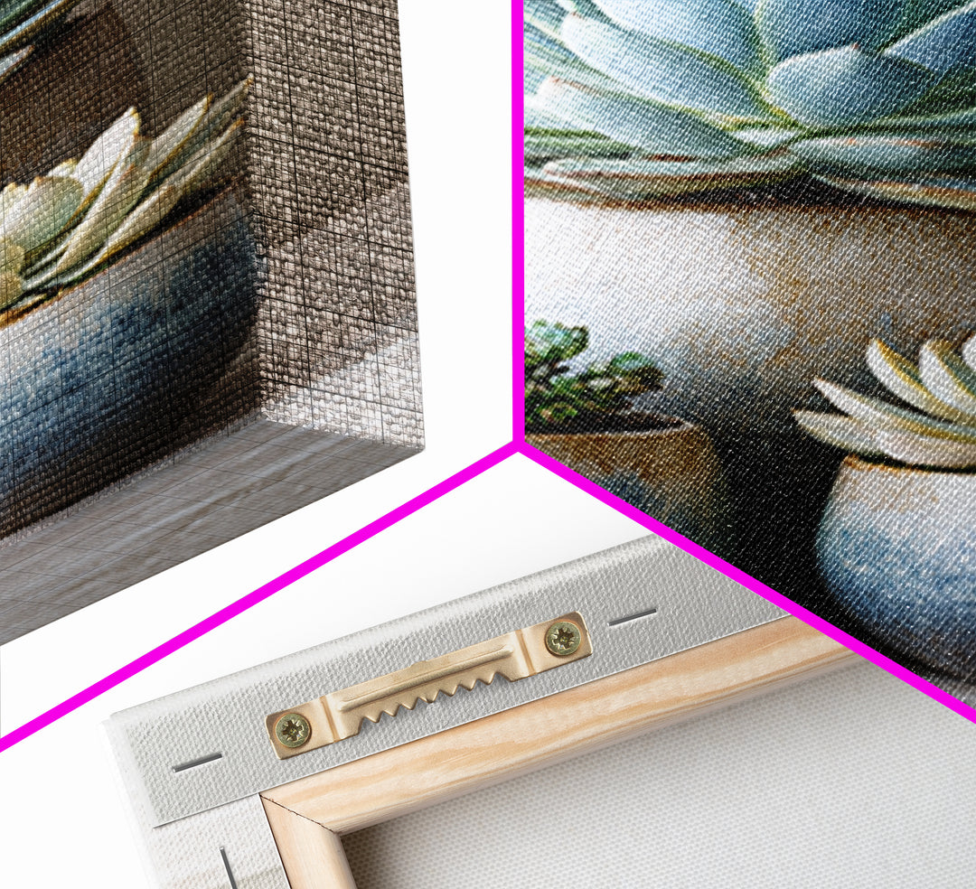 Succulent Collection in Ceramic Planters Canvas Print, Patio Art, Outdoor Wall Decor, Patio Decor, Fine Art, Outdoor, PAT-2x3-77
