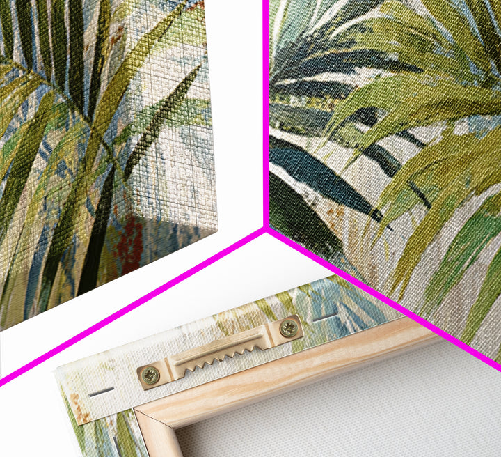 Tropical Palm Fronds Framed Canvas Print, Patio Art, Coastal Wall Decor, Patio Decor, Fine Art, Outdoor, Gallery Decor, PAT-3x1-17