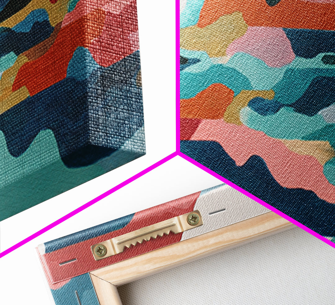 Bright Coral and Turquoise Abstract for Outdoors Canvas Print, Patio Art, Floral Art, Patio Decor, Abstract Art, Outdoor, PAT-3x1-4