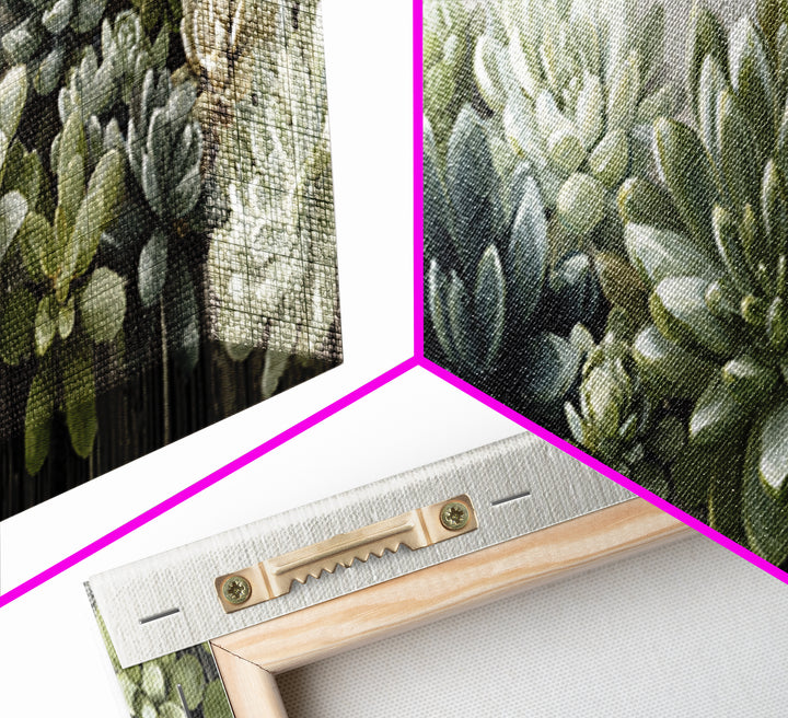 Succulent Collection in Ceramic Planters Canvas Print, Patio Art, Floral Art, Patio Decor, Oil Painting, Outdoor, PAT-3x1-85