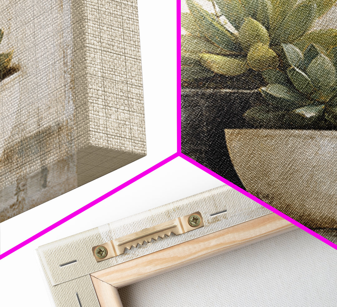 Succulent Collection in Ceramic Planters Canvas Print, Patio Art, Outdoor Wall Decor, Patio Decor, Fine Art, Outdoor, PAT-3x2-1