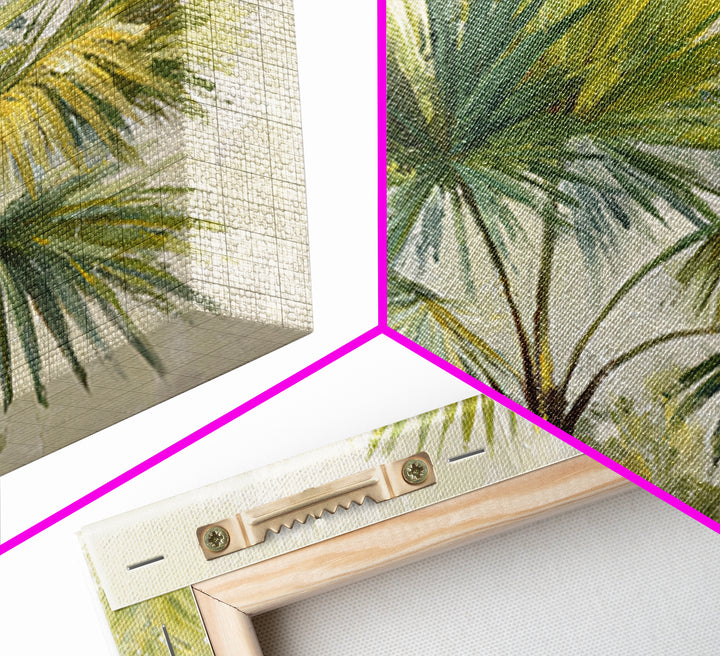 Tropical Palm Fronds Framed Canvas Print, Patio Art, Beach Art, Patio Decor, Fine Art, Outdoor, Neutral Decor, Modern Decor, PAT-3x2-5