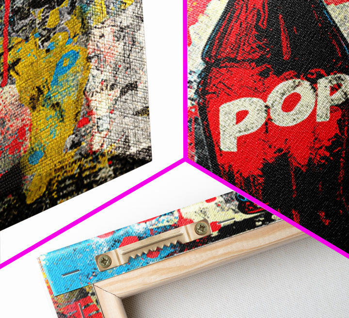 Retro Soda Bottle Framed Canvas Print, Pop Art, Bedroom Decor, Living Room Decor, Fine Art, Pop, 3d Art, Graffiti Art, POP-1x1-27
