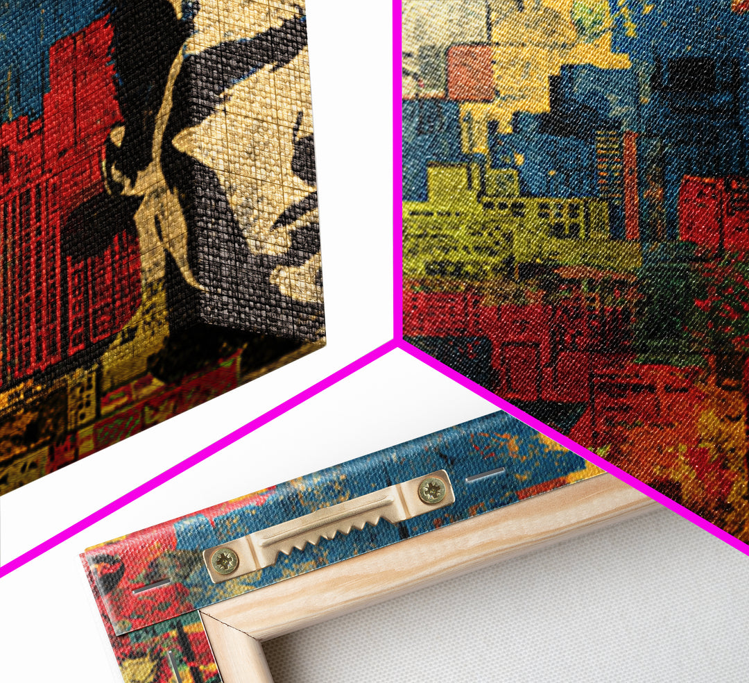 Comic Book City Skyline Canvas Print, Pop Art, 3d Art, Living Room Decor, Abstract Art, Pop, Textured Painting, POP-1x1-5