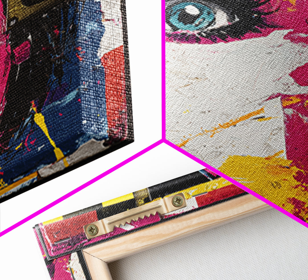 Colorful Cassette Tape Graphic Framed Canvas Print, Pop Art, Football Wall Art, Living Room Decor, Abstract Art, Pop, POP-1x1-84