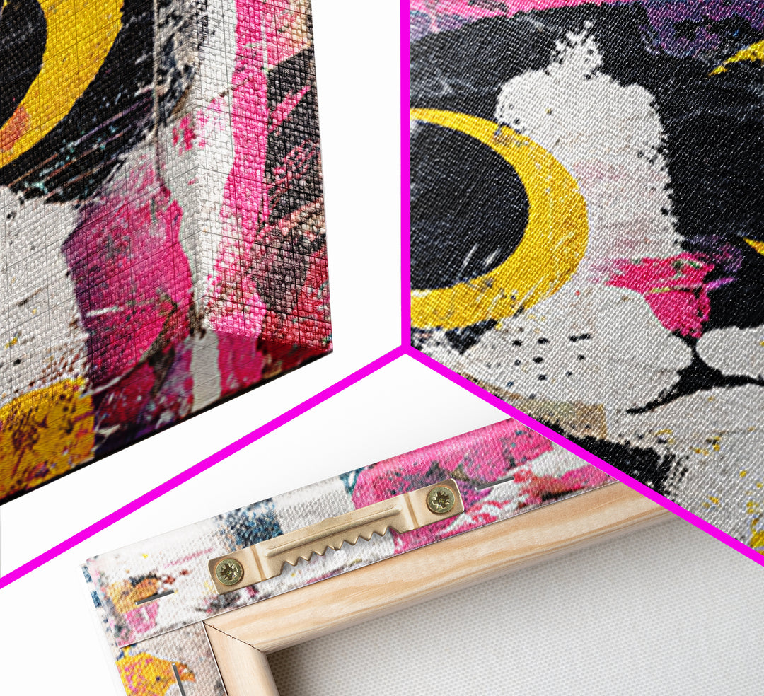 Comic Cat with Oversized Eyes Canvas Print, Pop Art, 3d Art, Living Room Decor, Fine Art, Pop, Textured Painting, POP-1x1-90
