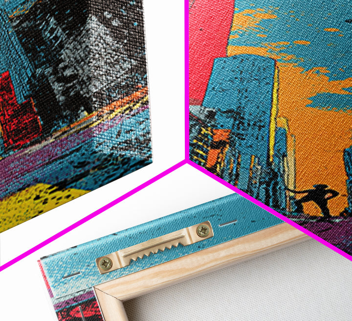 Comic Book City Skyline Canvas Print, Pop Art, Room Decor, Living Room Decor, Fine Art, Pop, Pet Portrait, Original Painting, POP-1x3-17