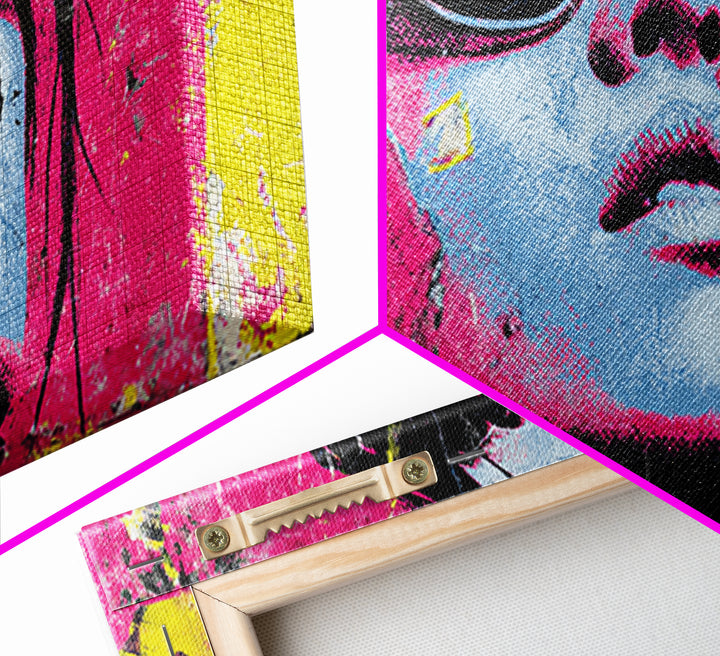 Glamorous Sunglasses Face Framed Canvas Print, Pop Art, Food Art, Living Room Decor, Pop, Fine Art Print, Statement Artwork, POP-2x1-100