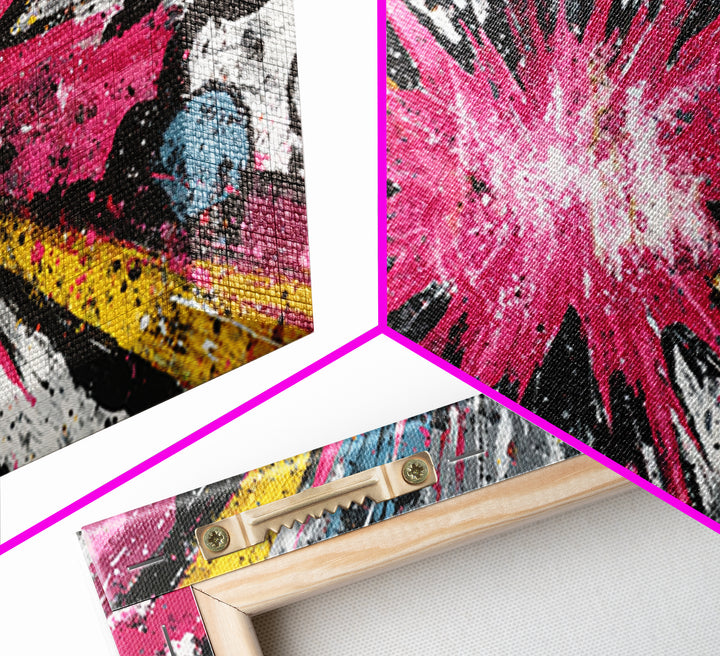 Exploding Starburst Shapes Without Text Framed Canvas Print, Pop Art, Luxury Decor, Living Room Decor, Fine Art, Pop, POP-2x1-6
