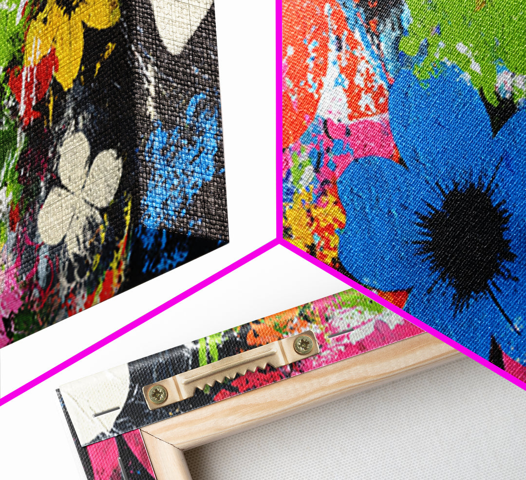 Bold Flower Power Composition Canvas Print, Pop Art, Wall Decor, Living Room Decor, Fine Art, Pop, Portrait, Apartment Decor, POP-2x1-61