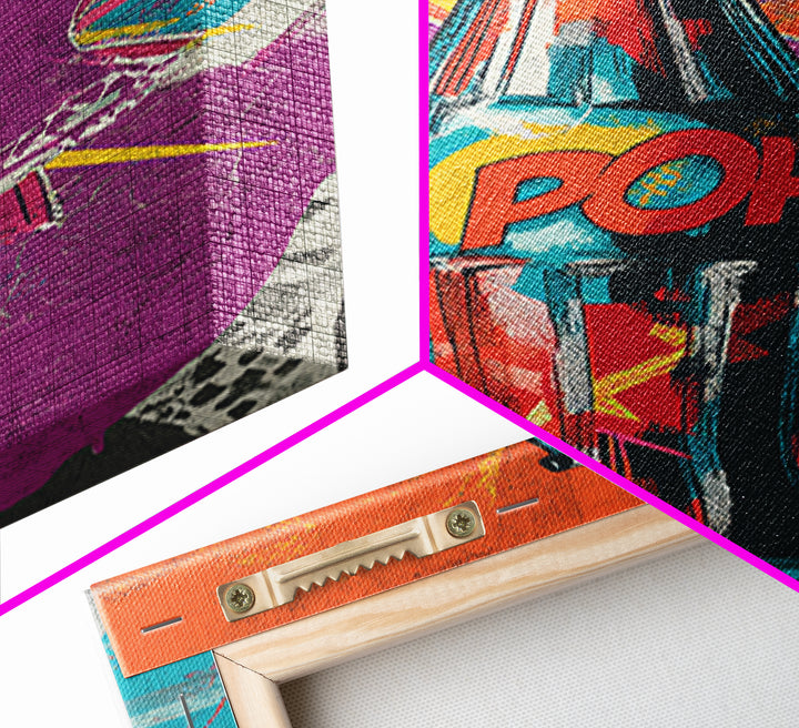 Retro Soda Bottle Framed Canvas Print, Pop Art, Abstract Art, Living Room Decor, Pop, Party Decor, 3d Art, Graffiti Art, POP-2x3-83
