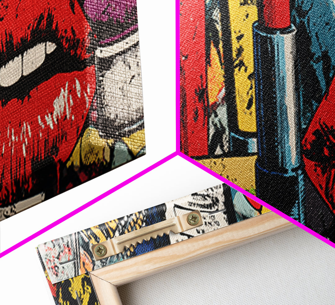 Lipstick and Perfume Fashion Still Life Canvas Print, Pop Art, Eclectic Home Decor, Living Room Decor, Fine Art, Pop, POP-3x1-36