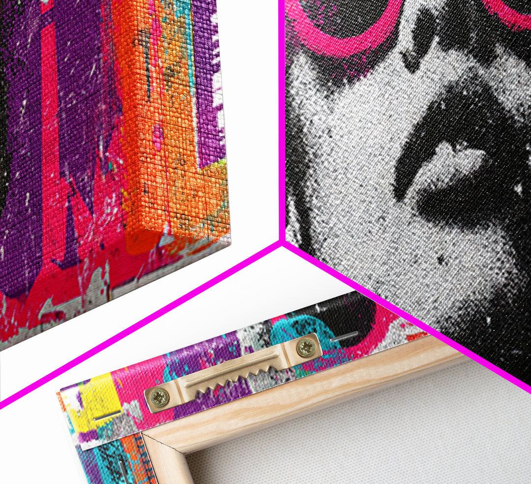 Glamorous Sunglasses Face Canvas Print, Pop Art, Art Print, Living Room Decor, Fine Art, Pop, Custom Portrait, Pet Portrait, POP-3x1-48