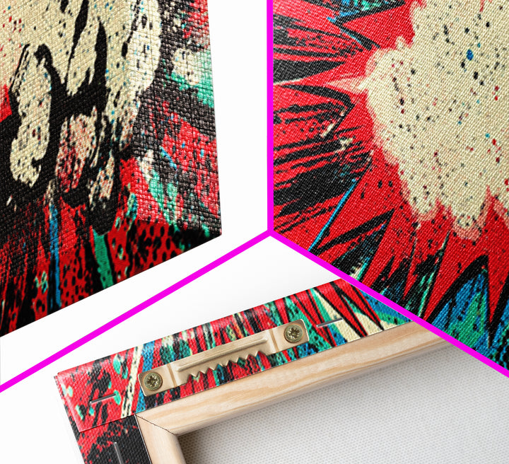 Exploding Starburst Shapes Without Text Framed Canvas Print, Pop Art, Portrait, Living Room Decor, Fine Art, Pop, Graffiti Art, POP-3x1-74