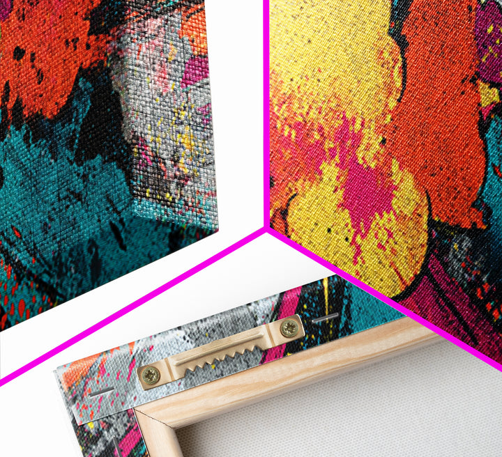 Exploding Starburst Shapes Without Text Canvas Print, Pop Art, Canvas Painting, Living Room Decor, Pop, Statement Artwork, POP-3x1-98