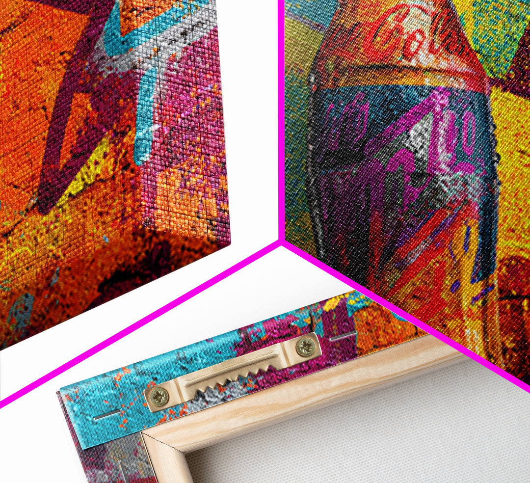 Retro Soda Bottle Framed Canvas Print, Pop Art, Art, Living Room Decor, Abstract Art, Pop, Bedroom Decor, Portrait, POP-3x2-55