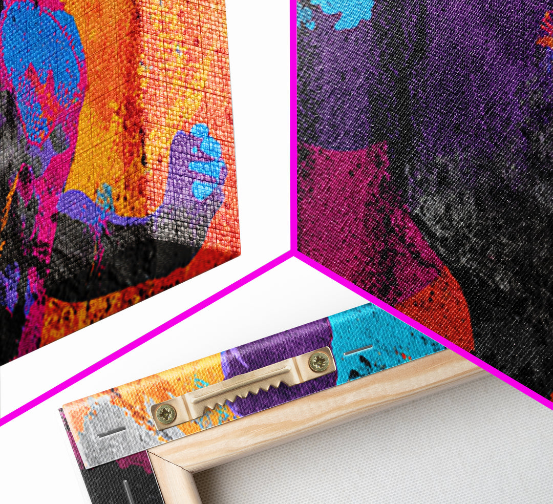 Superhero Silhouette in Dynamic Color Fields Canvas Print, Pop Art, Textured Painting, Living Room Decor, Abstract Art, Pop, POP-3x2-67