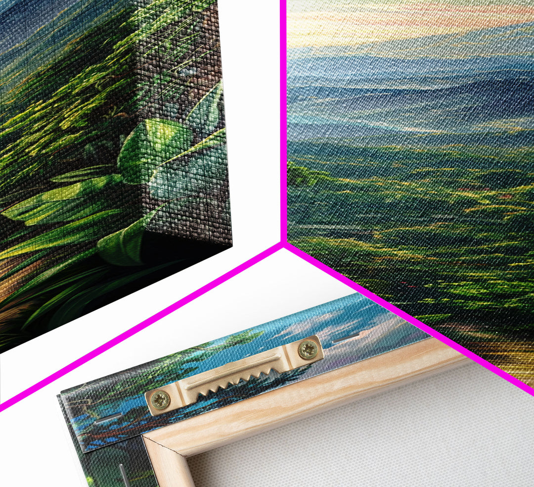 Jungle Landscape Canvas Painting, Tropical Wall Art Print, Mountain Art Printed on Framed Canvas, Oversized Narrow Landscape Art