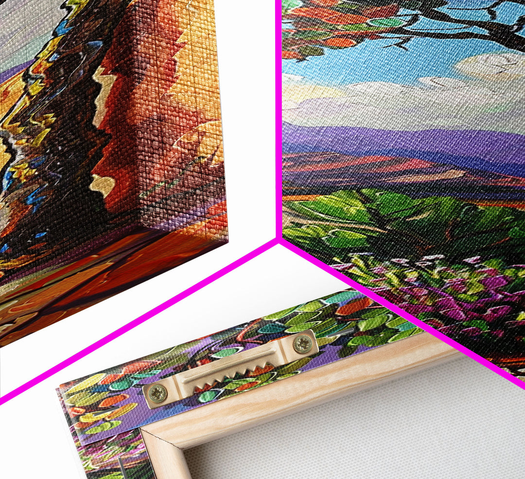 Oversized Texture Mountain Landscape Art Framed and Printed on Canvas, Vertical Impasto Painting on Canvas, Skinny Bedroom Wall Art