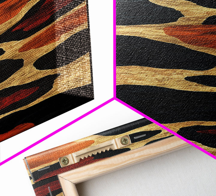 Textured Leopard Print with Red Accents - Framed Canvas Print, Midcentury Modern Wall Art, Skinny Art, Tall Art, Living Room Decor