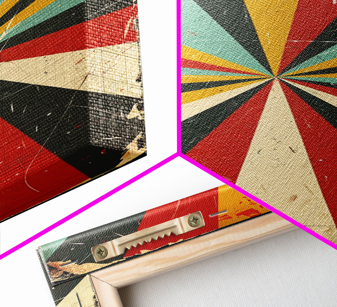 Retro MCM Style Starburst, Trippy Decor, Grunge Decor, Distressed Wall Art