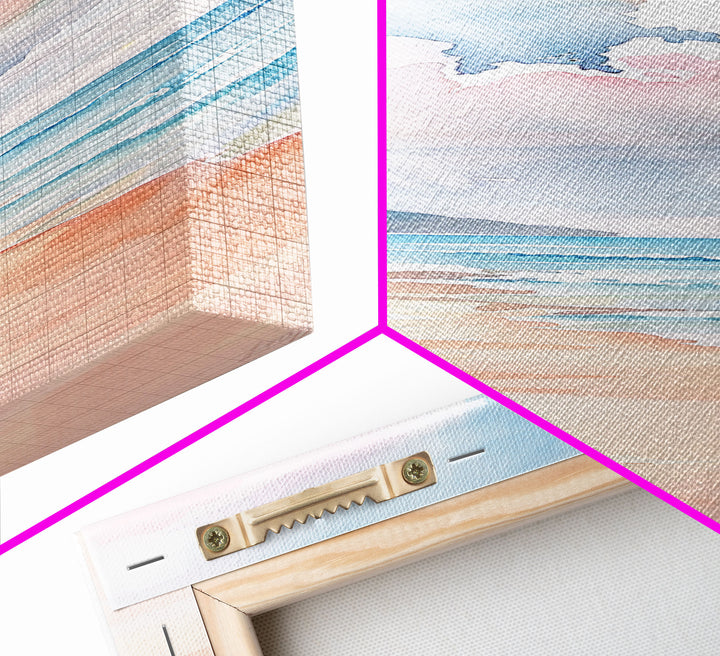 Gentle Shoreline Watercolor Art - Framed Canvas Print, Farmhouse Art, Boho Art, Skinny Art, Tall Art, Living Room Decor, Beach Wall Art for Home Decor