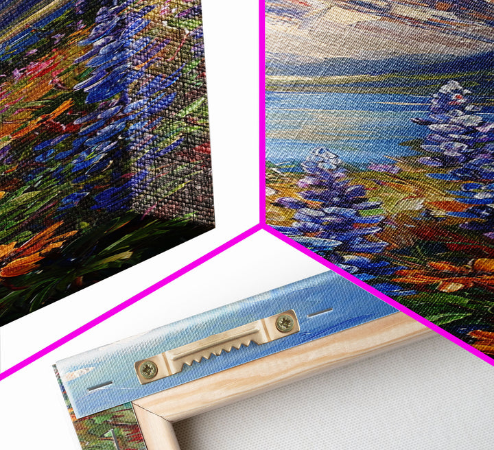 Wildflowers and Mountains, Springtime in Colorado, Framed Canvas print, Oil Painting Print, Living Room Decor, Tall Art, Wood Frame Wall Art, Home Decor