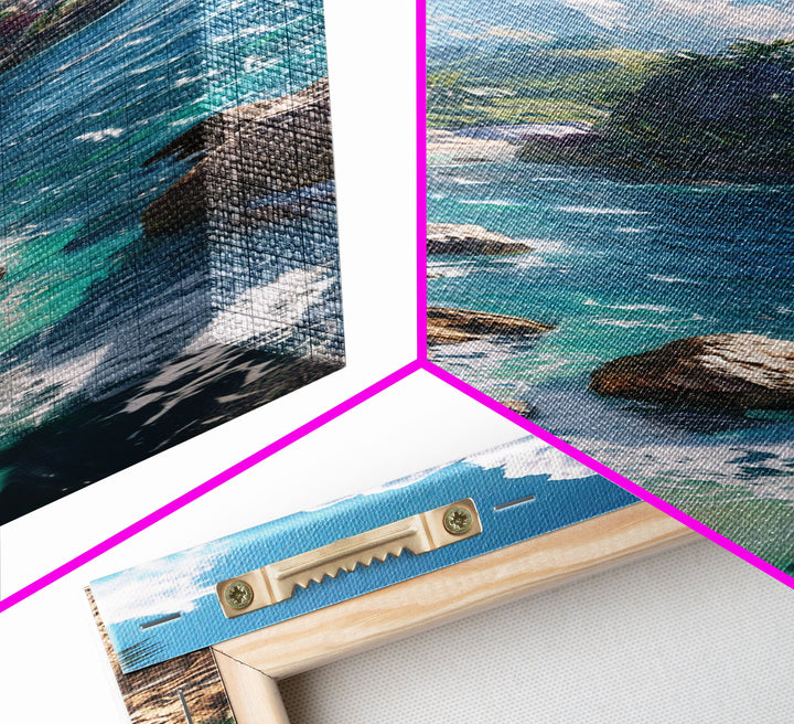 Idyllic Island Shoreline With Crystal Waters, Farmhouse Art For Modern Homes, Boho And Minimalist Wall Art In Tall Canvas Print
