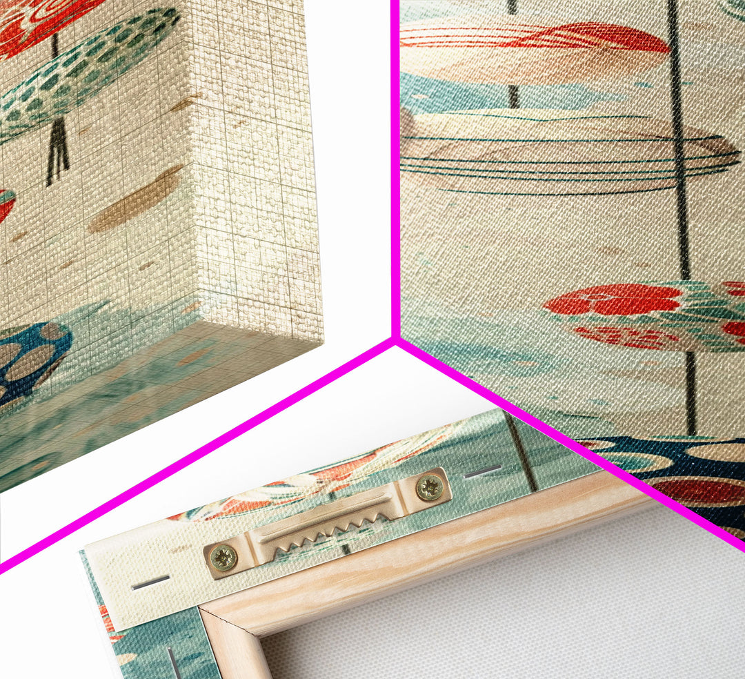 Skinny Art, Japanese Style Art, Hanging Lanterns Wood Block Print Framed Canvas Print Tall Art Ukiyo-e Art