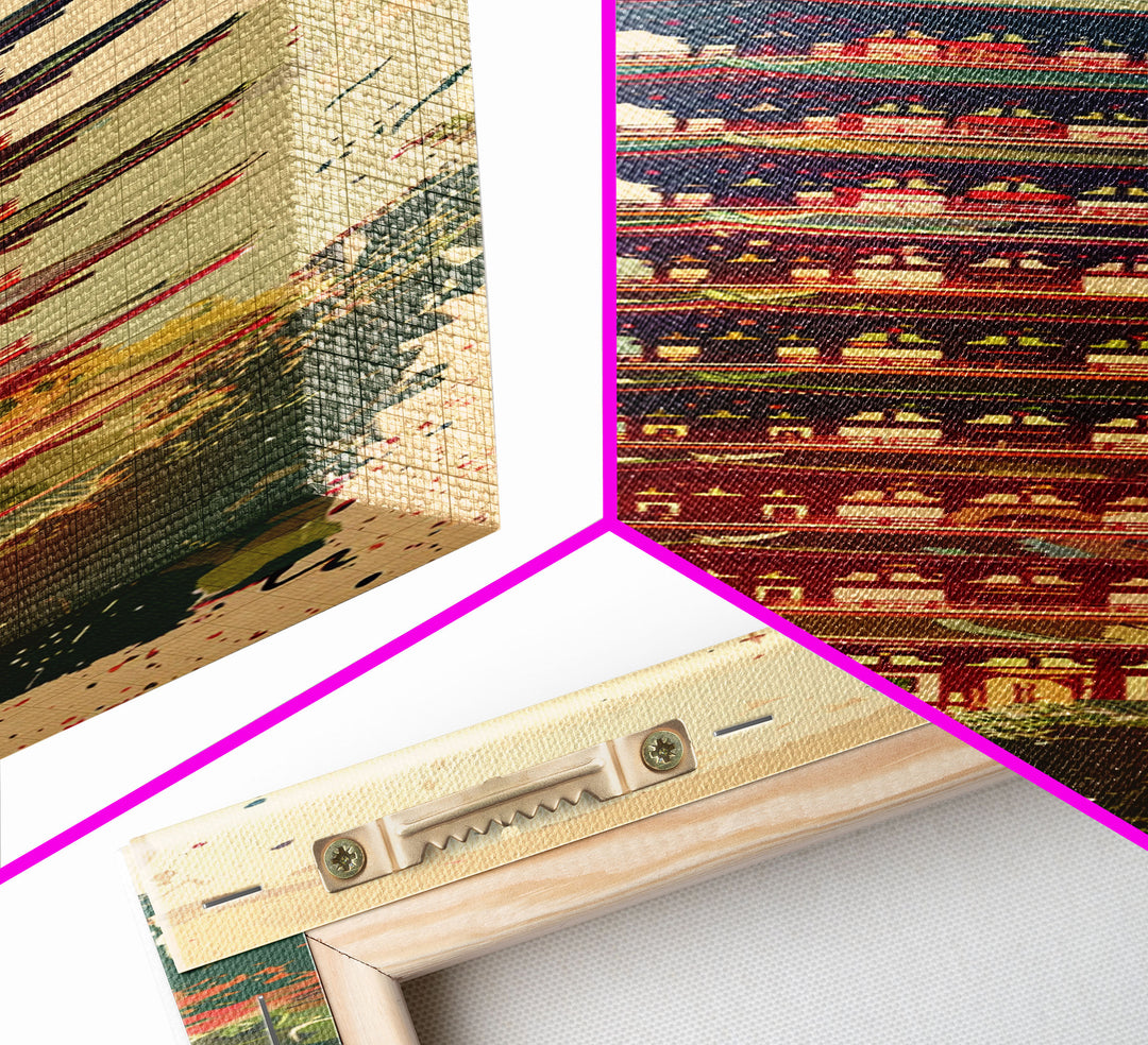 Tall Art, Skinny Art, Japanese Style Art, Pagoda Tower Wood Block Print Framed Canvas Print Ukiyo-e Art