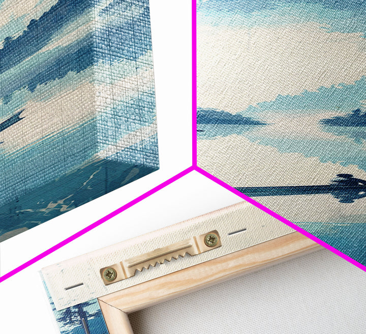 Serene Rowboat On A Misty Lake With Mountains – Framed Canvas Print Showcasing Skinny Art With Ukiyo-E Art And Japanese Style Art Tall Art