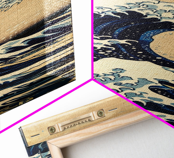 Skinny Art Tall Art Framed Canvas Print Japanese Style Art The Great Wave Off Kanagawa Wood Block Print Ukiyo-e Feng Shui Wall Art