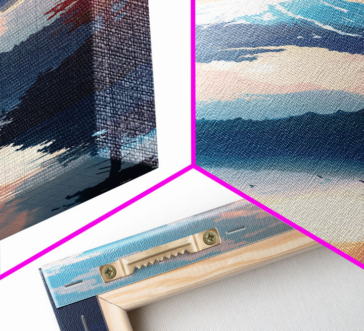Skinny Art Tall Art Framed Canvas Print Japanese Style Art Mount Fuji At Sunrise Reflection Wood Block Print Ukiyo-e Feng Shui Wall Art