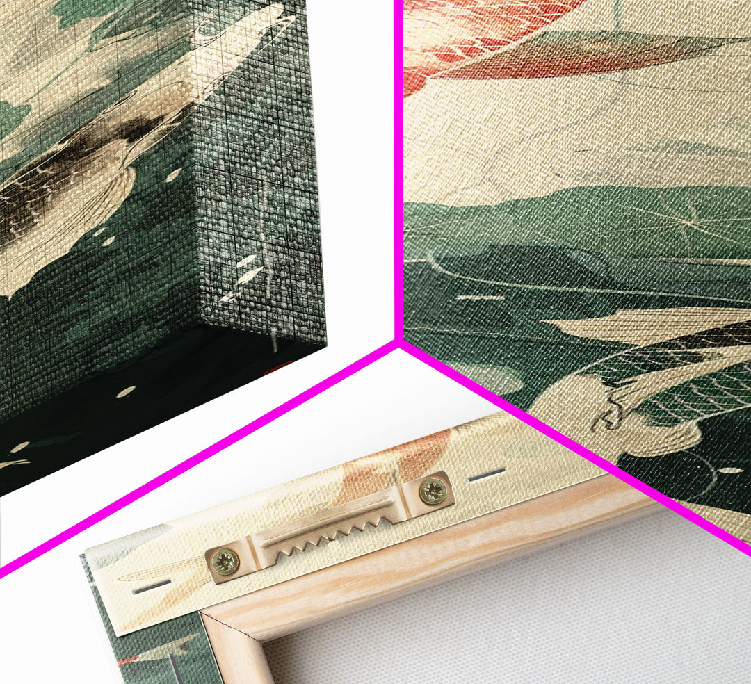 Koi Fish Swimming Among Lilypads In A Calm Pond – Framed Canvas Print Showcasing Skinny Art And Tall Art With Ukiyo-E Art And Japanese Style Art