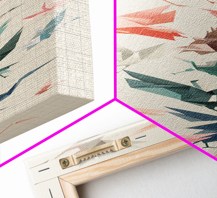 Origami Crane Birds Skinny Art Tall Art Japanese Ukiyo-e Inspired Framed Canvas Print Perfect for Modern Minimalist Spaces