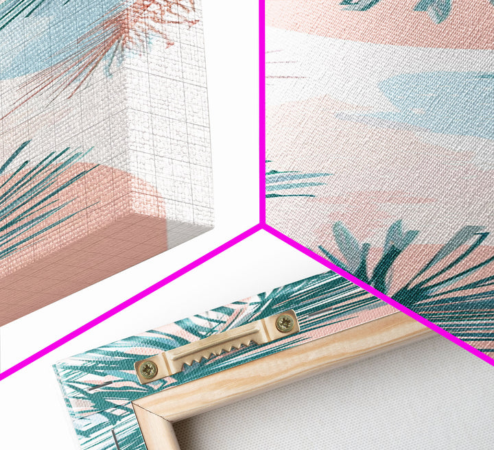 Elegant Pine Branches on Soft Pastel Background - Skinny Art, Japanese Wall Decor, Framed Canvas Print, Ukiyo-e Style