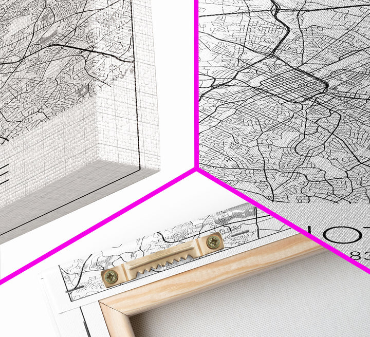 Charlotte Street Map, North Carolina Map, City Map Art, Modern Art, Wall Art, Canvas Print, Canvas Wall Art, Travel Wall Art, Gift For Mom